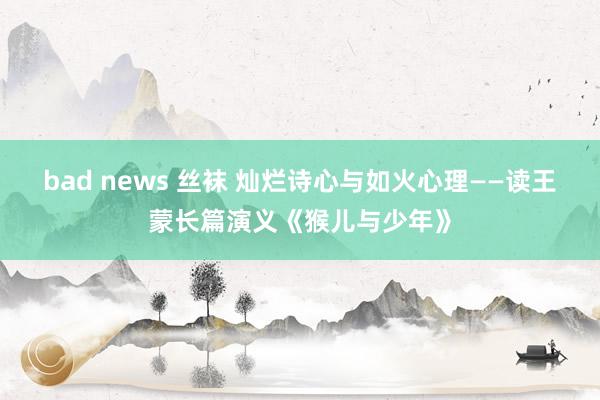 bad news 丝袜 灿烂诗心与如火心理——读王蒙长篇演义《猴儿与少年》