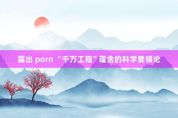 露出 porn “千万工程”蕴含的科学要领论
