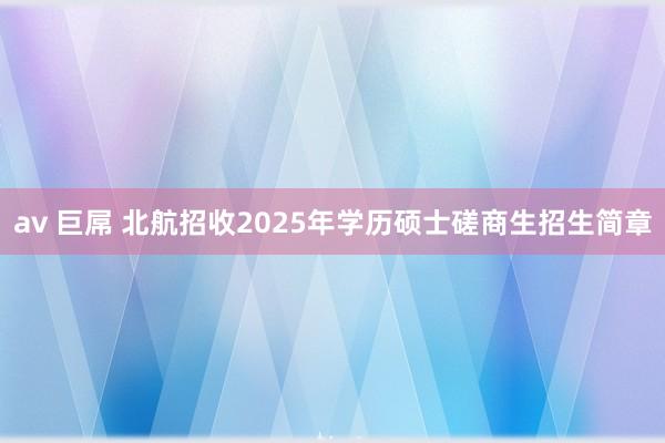 av 巨屌 北航招收2025年学历硕士磋商生招生简章