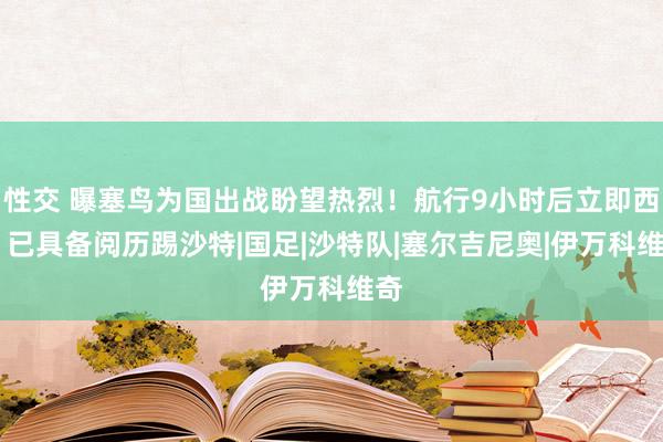性交 曝塞鸟为国出战盼望热烈！航行9小时后立即西席 已具备阅历踢沙特|国足|沙特队|塞尔吉尼奥|伊万科维奇