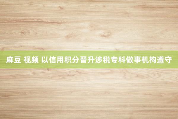 麻豆 视频 以信用积分晋升涉税专科做事机构遵守