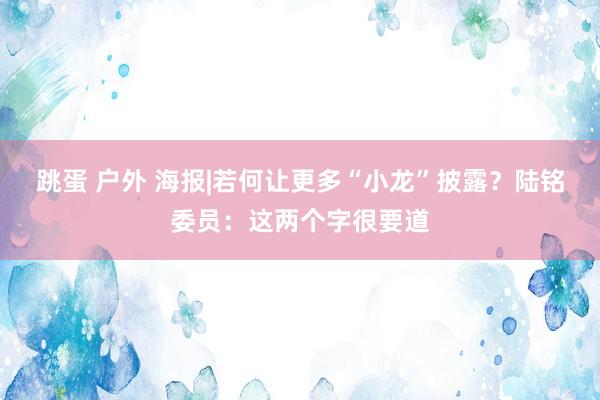 跳蛋 户外 海报|若何让更多“小龙”披露？陆铭委员：这两个字很要道